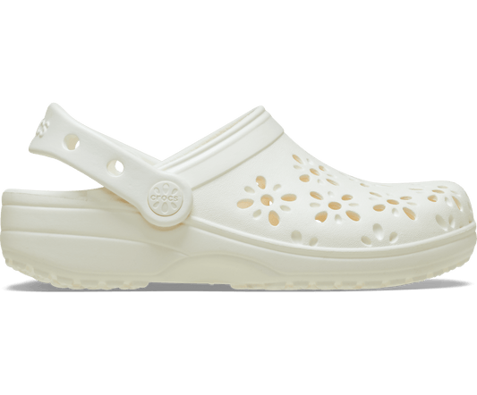 Classic Floral Cut-Out Clog - Chalk